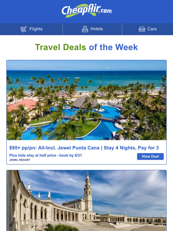 Special Offers: $95+ Punta Cana | $1350+ Portugal | $1193+ France
