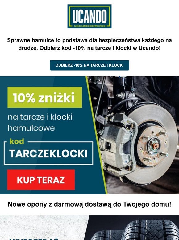 🔵 Odbierz -10% na tarcze i klocki w Ucando.pl