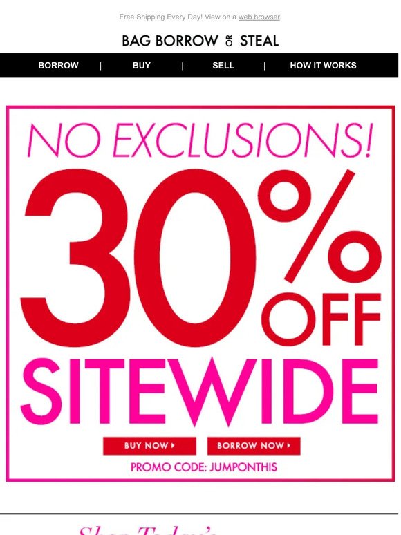 30% OFF SITEWIDE…No Exclusions! + Free Shipping