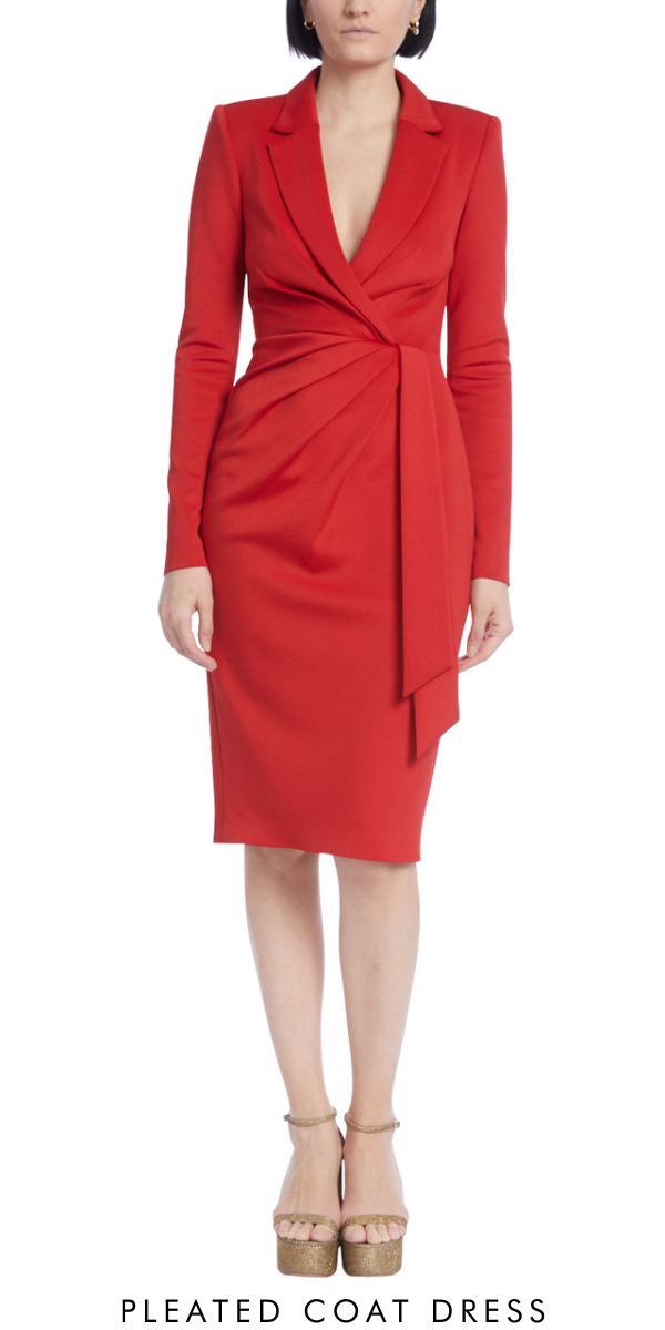 Pleated Coat Dress with Sash