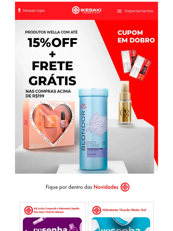 Aproveite: Até 15% OFF + frete GRÁTIS em produtos da Wella!😍