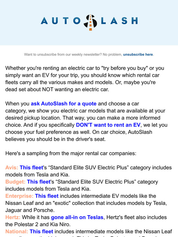 AutoSlash 🔥 YOU CHOOSE Specify an EV RENTAL or JUST SAY NO to an EV