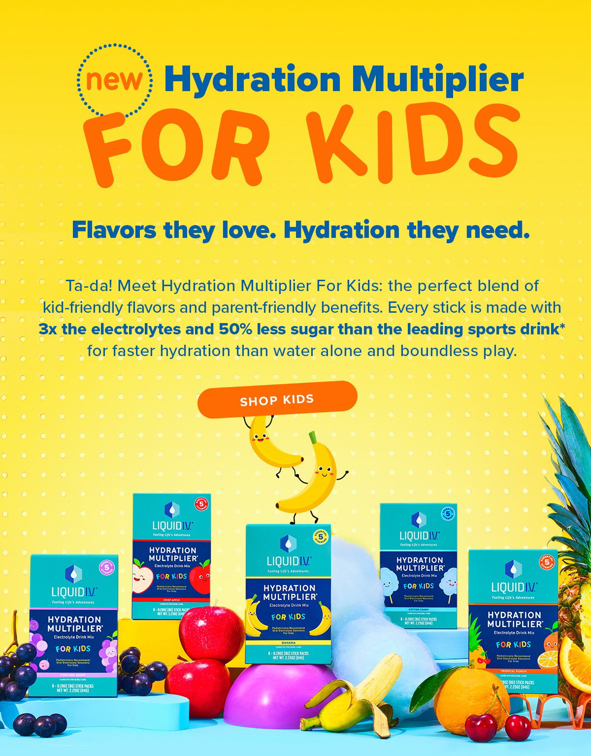 liquid-iv: NEW HYDRATION FOR KIDS 🍎🍌