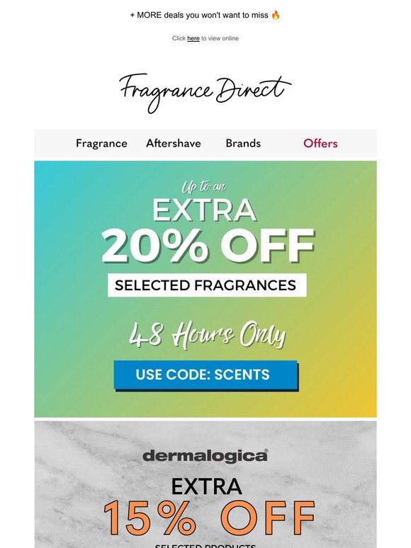 Your Code For An Extra ✨ 20% OFF ✨ Selected Fragrances!