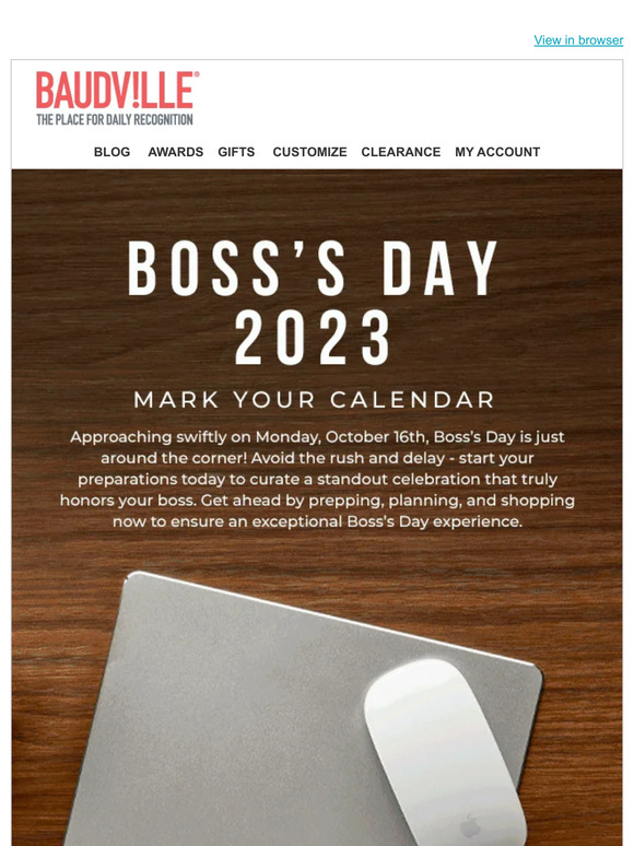 MARK YOUR CALENDAR: Boss's Day 2023