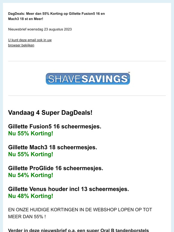 DagDeals -55% ! Gillette Fusion5 16 st, Mach3 18 st en Meer!