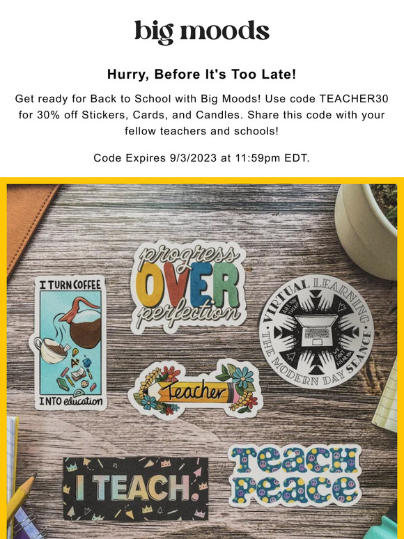 Take 30% OFF On Our Teacher Stickers!
