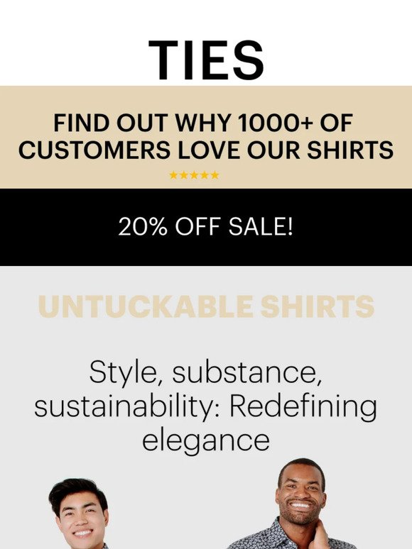 Get Your Perfect Shirt at TIES – 20% Off Sale Ends Soon