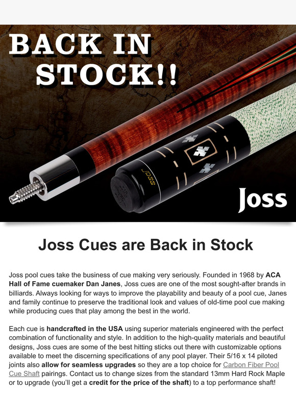 Joss Cues 🗽 Handcrafted American Made Cues are Back