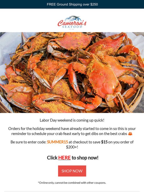 Reserve your Labor Day crabs today!