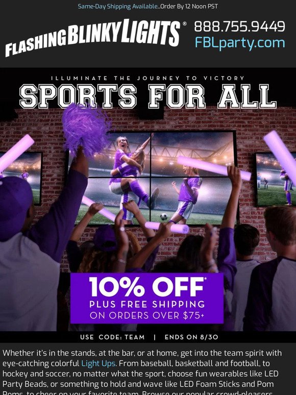 10% Off Lights to Cheer On Your Team!