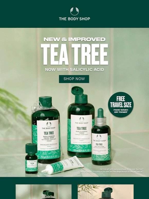 Your new skin ally is finally here!! ​💚 Meet the NEW & IMPROVED TEA TREE - now with Salicylic Acid*!✨🍃