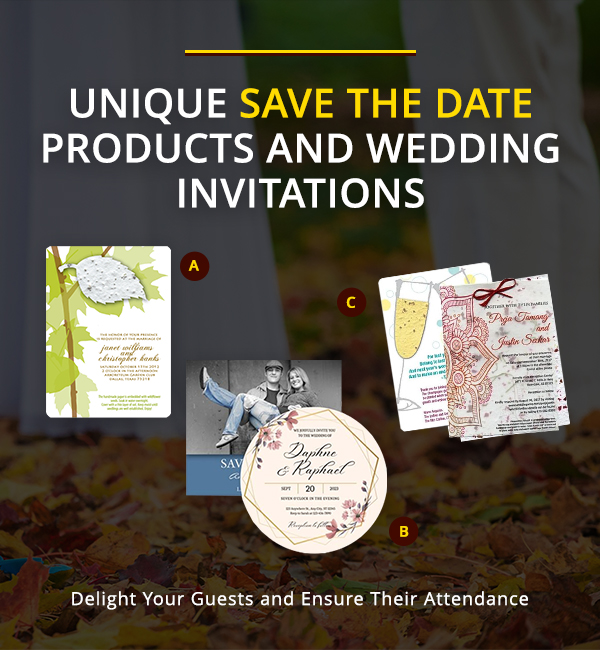 Delight your guests and ensure their attendance with unique save the date products and wedding invitations