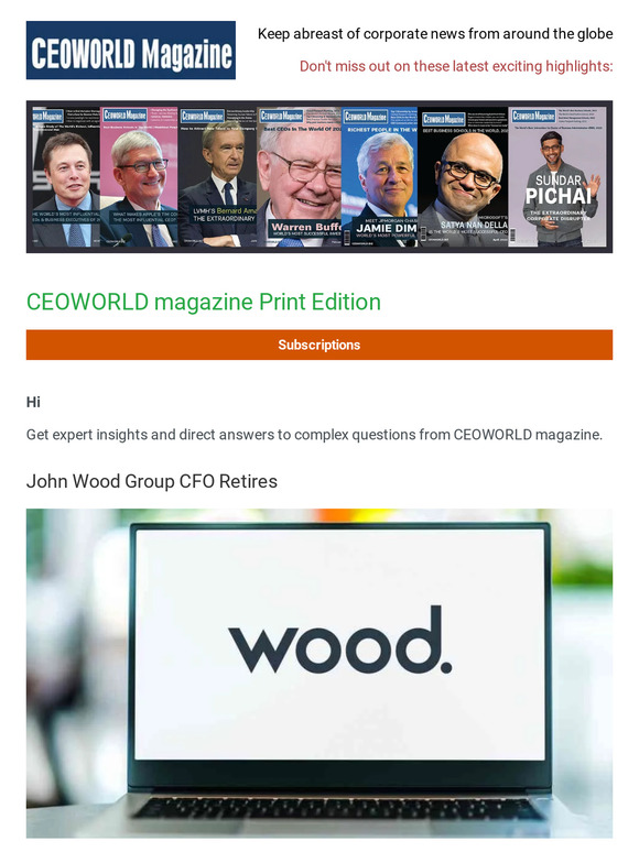 CEOWORLD Magazine John Wood Group CFO Retires Milled