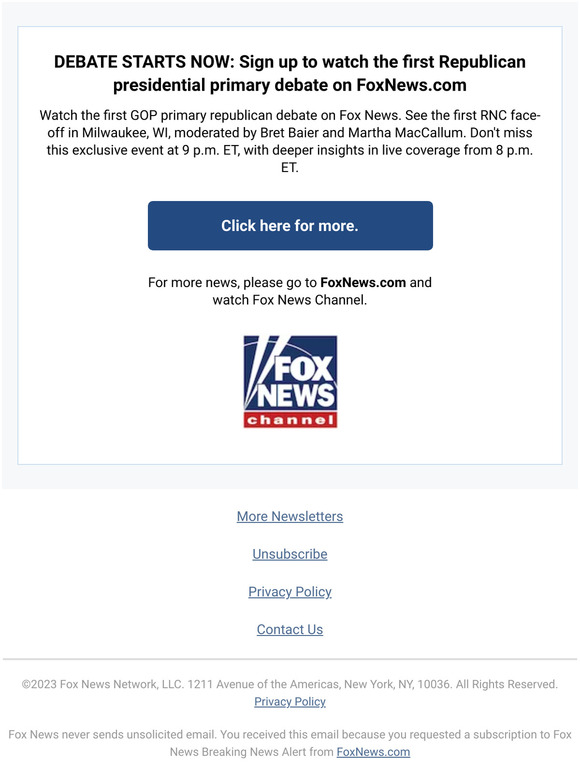 Fox News Debate Starts Now Sign Up To Watch The First Republican Presidential Primary Debate 