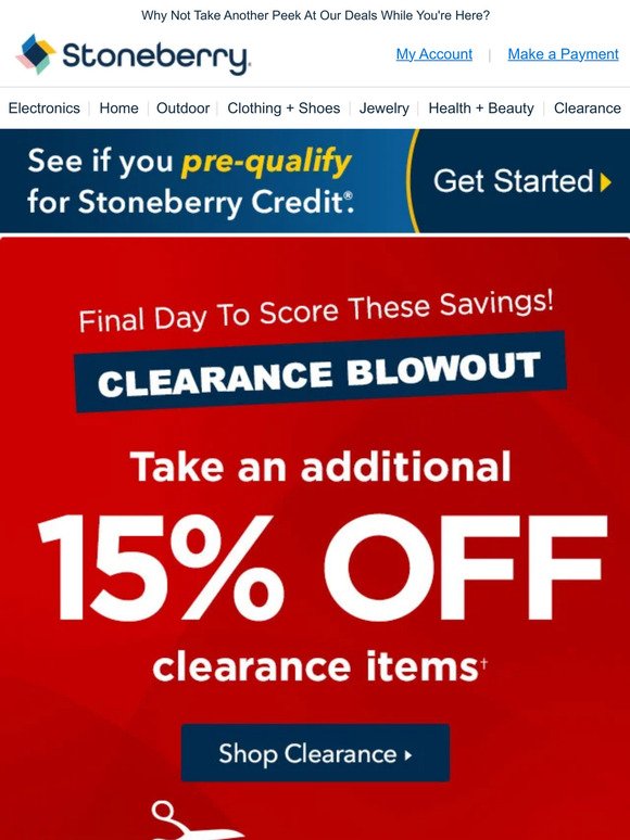 An Extra 15% Off Clearance Ends TONIGHT!