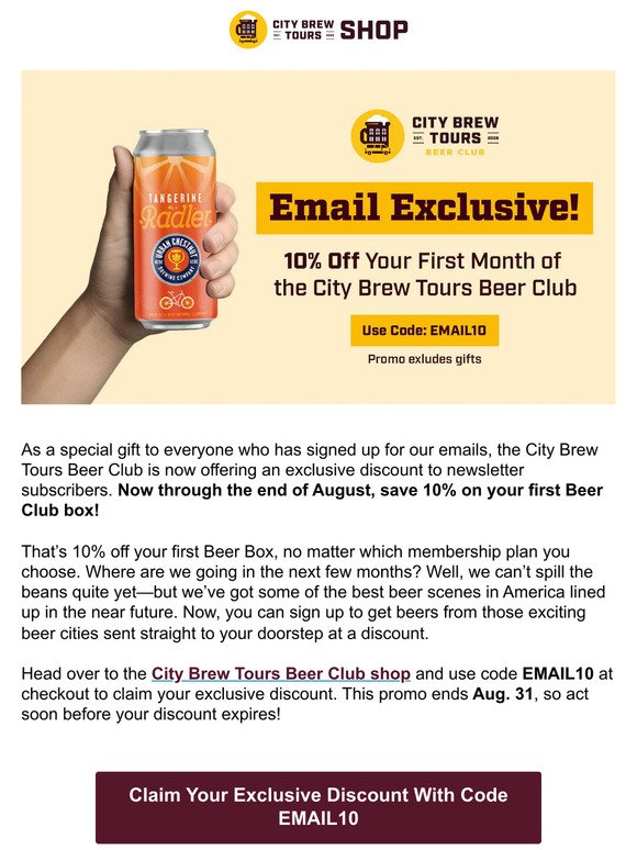 Email Exclusive! 10% Off Beer Boxes