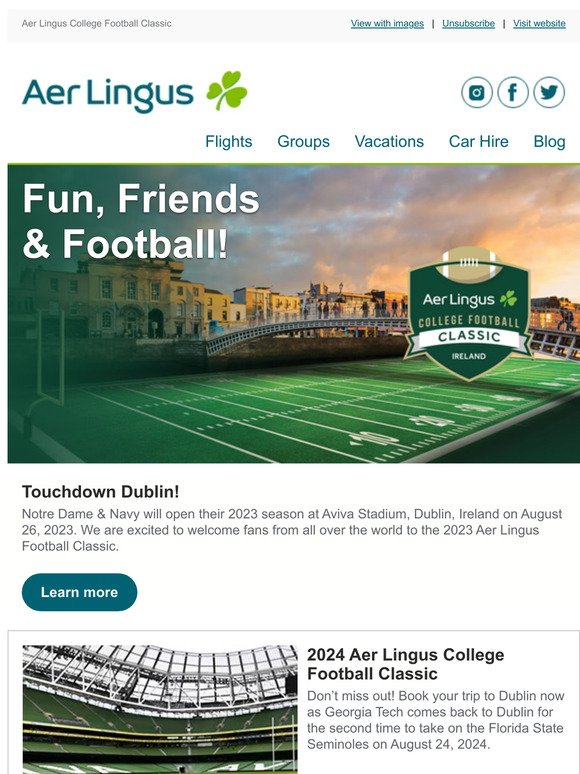 aer lingus FR 🏈 Aer Lingus College Football Classic 2023/2024 Milled
