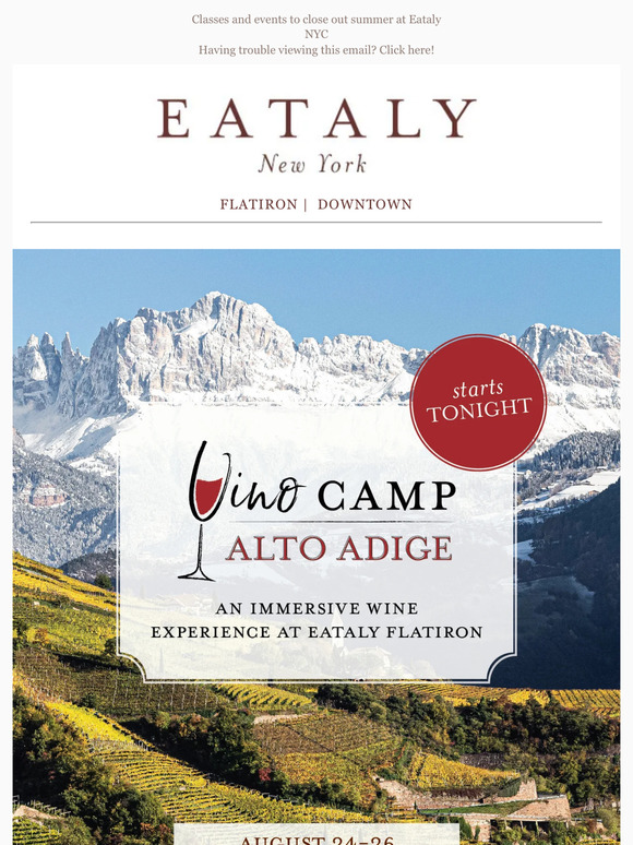 eataly Vino Camp Starts Tonight! Milled