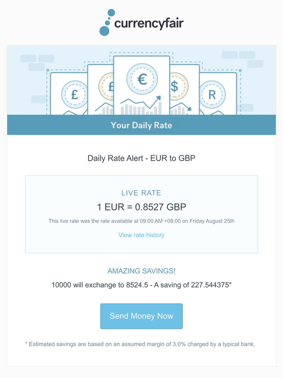 Your daily EUR - GBP rate alert