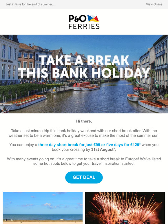 Bank Holiday breaks with our offers 😎