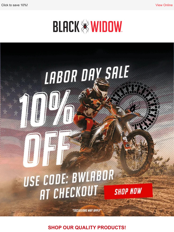 Black Widow Pro Email Exclusive Early Access Labor Day Sale! Milled