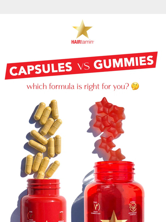Hairtamin What's the difference between Capsules & Gummies? 🤔 Milled