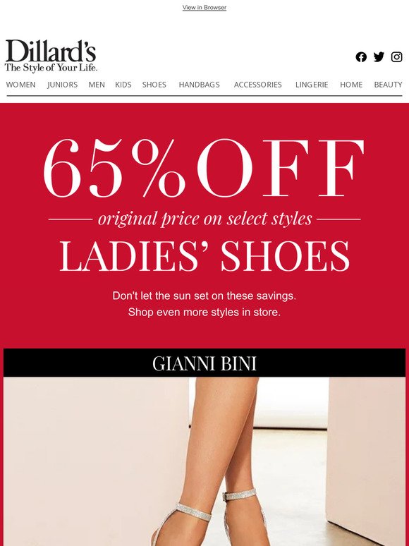 65% Off Select Ladies' Shoes