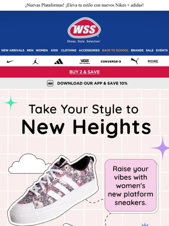 Shop WSS: New Platforms! 🤩 Elevate your style with new Nikes + adidas!