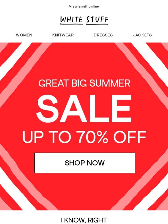 Up to 70% OFF sale