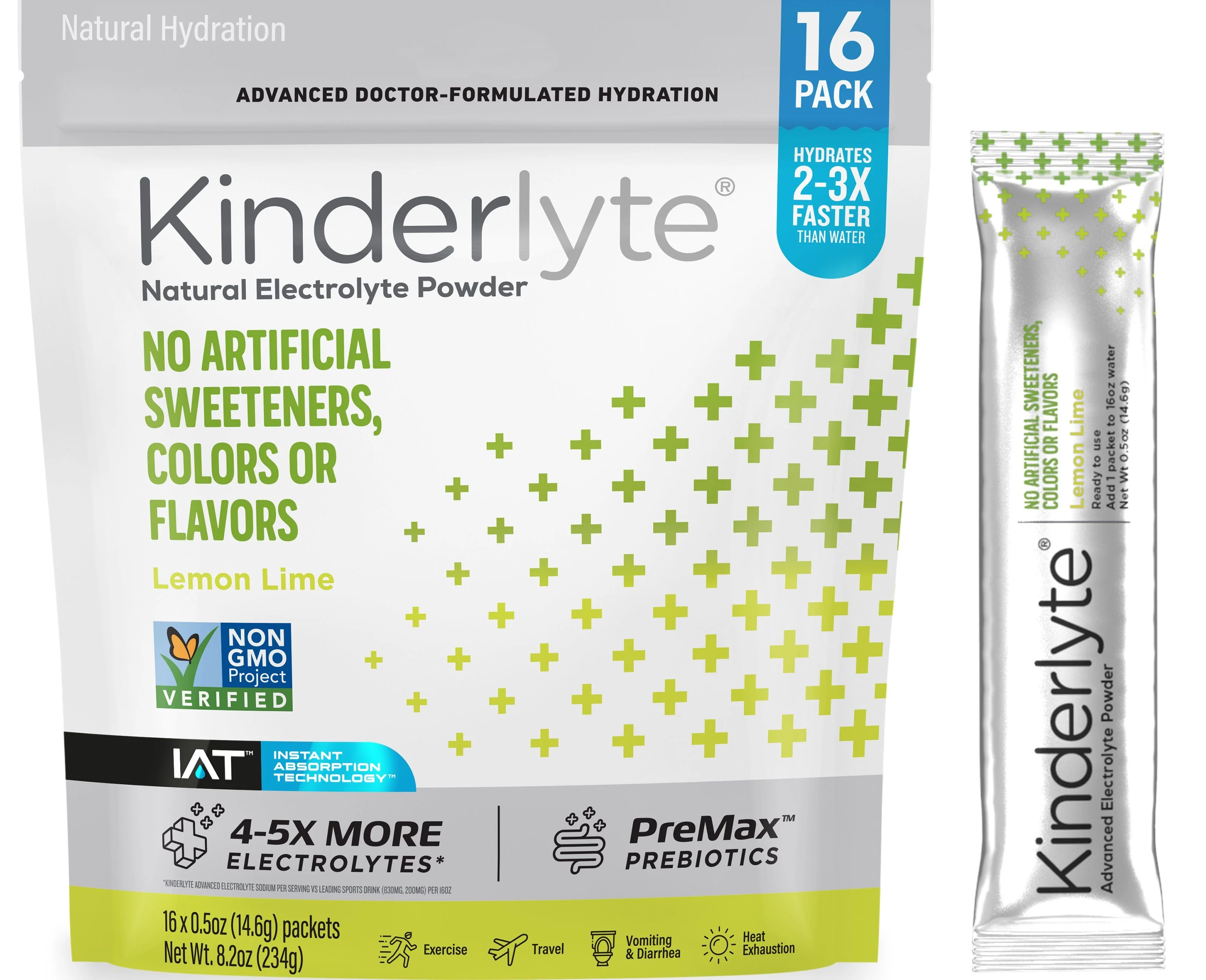 Image of Kinderlyte 16ct Advanced<br>Electrolyte Powder<br>Lemon Lime