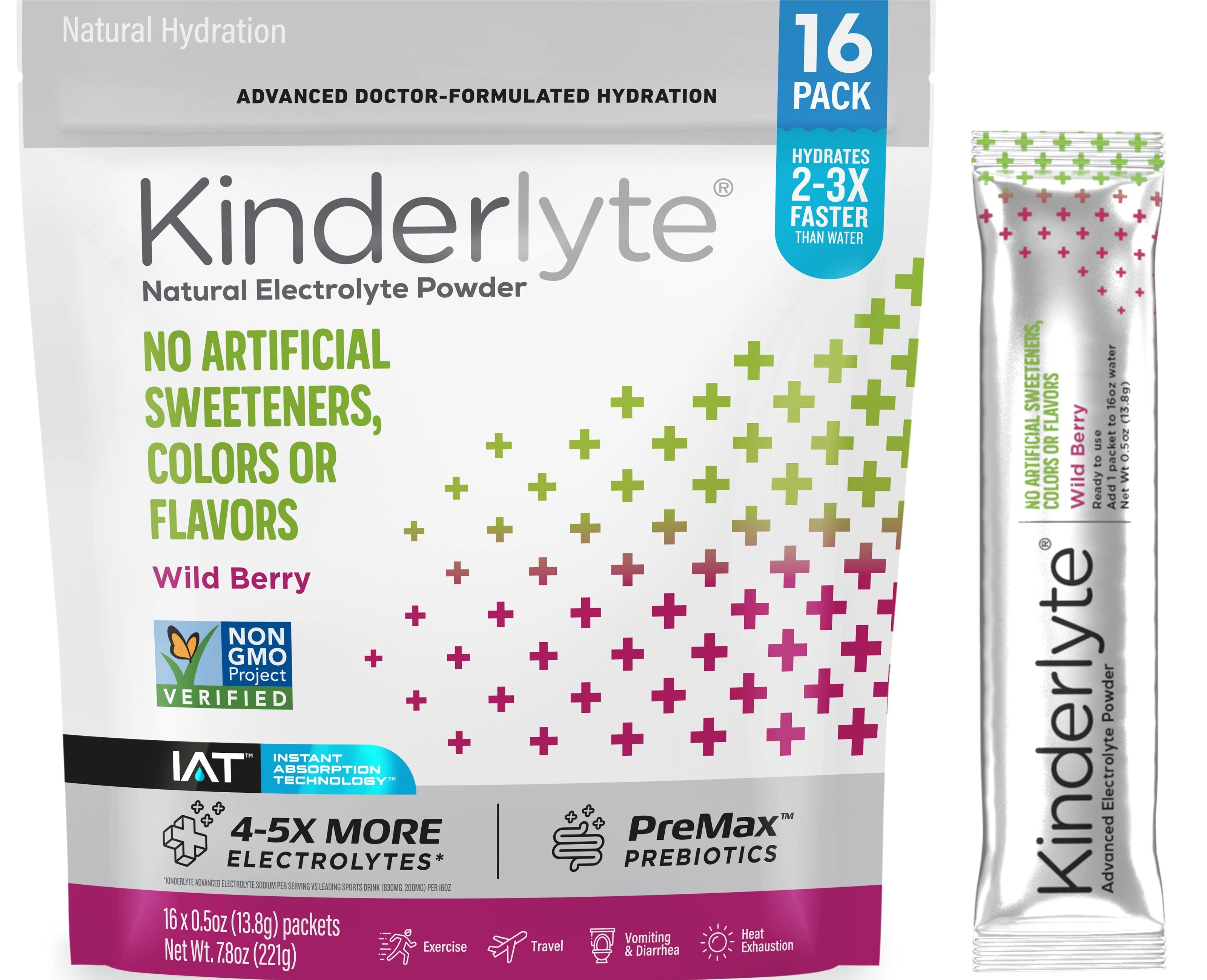 Image of Kinderlyte 16ct Advanced<br>Electrolyte Powder<br>Wild Berry