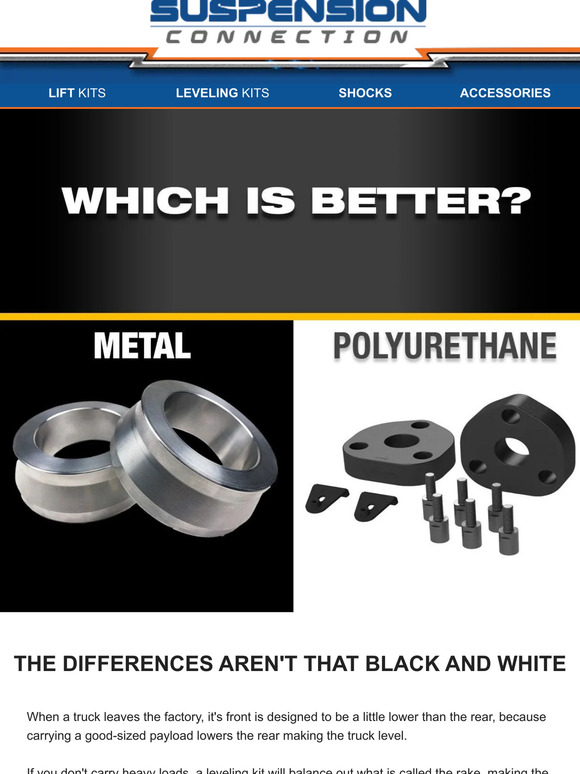 Suspension Connection What makes the perfect leveling kit? Metal vs