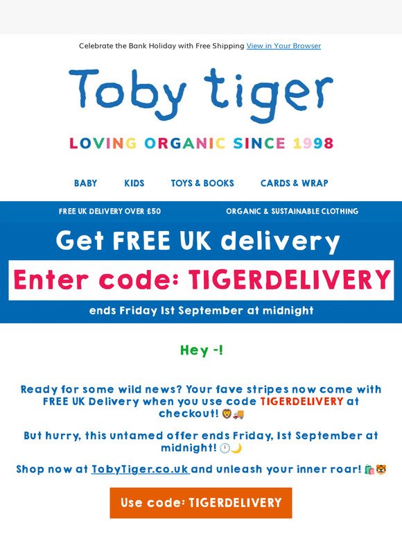 💖 Toby Tiger: Enjoy Free UK Delivery! 💖