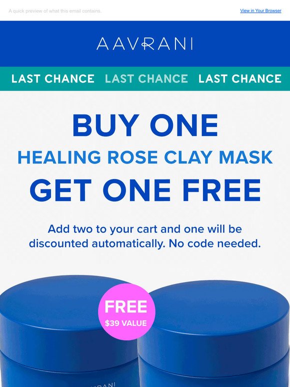 Last Chance: Free Mask ($39 value)