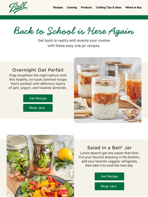 One-Jar Recipes for Back to School