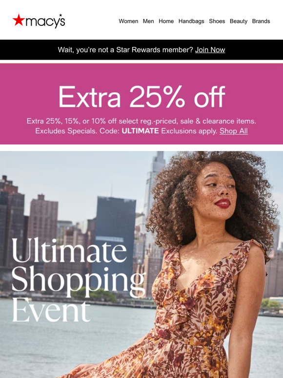 Extra 25 off store macy's