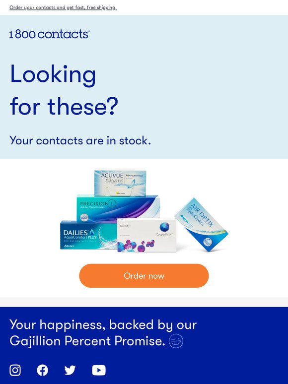 The contacts you were looking at are in stock.