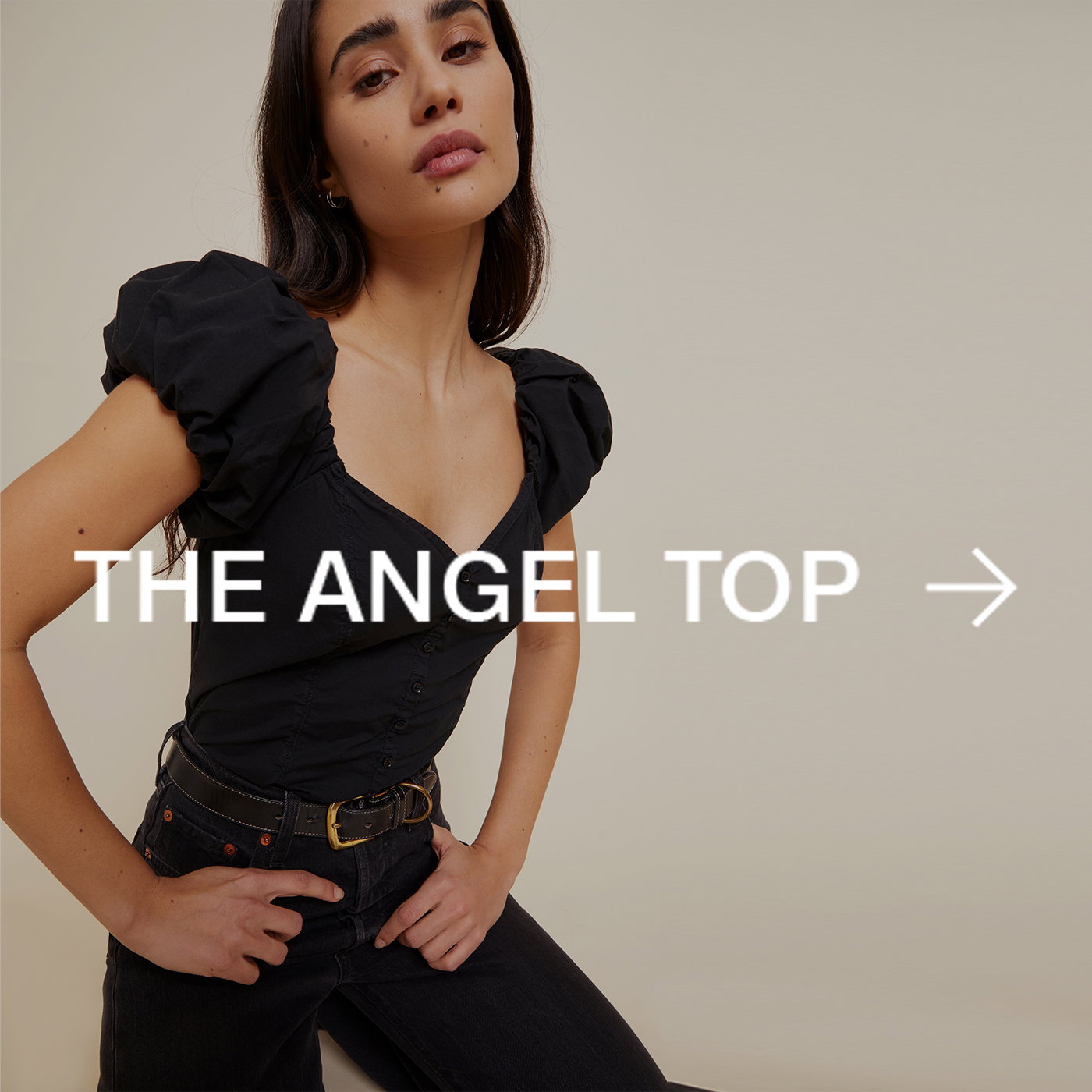 Angel Bubble Sleeve Cami Top - Jet Black | NATION LTD