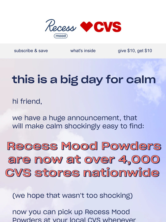 Recess Mood Powders at 4,000 CVS stores