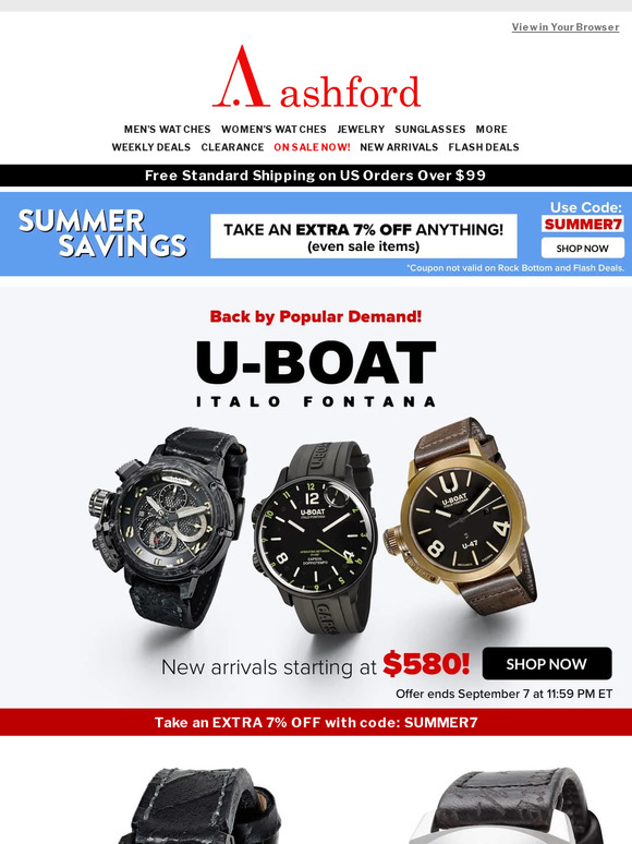 U-BOAT new arrivals starting at just $580
