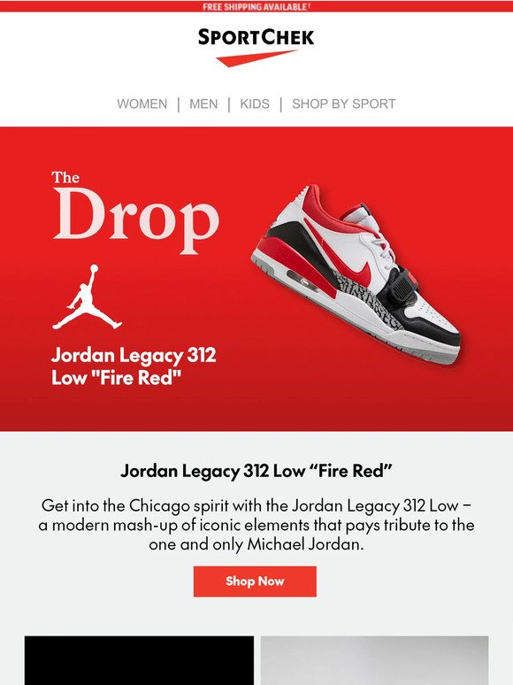 The Drop: Jordan Legacy 312 Low "Fire Red"