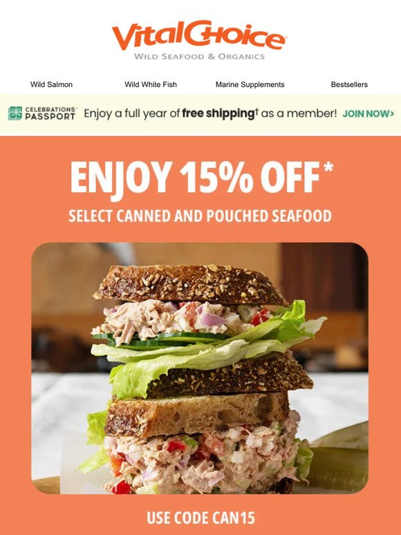 15% off canned seafood - catch the savings!