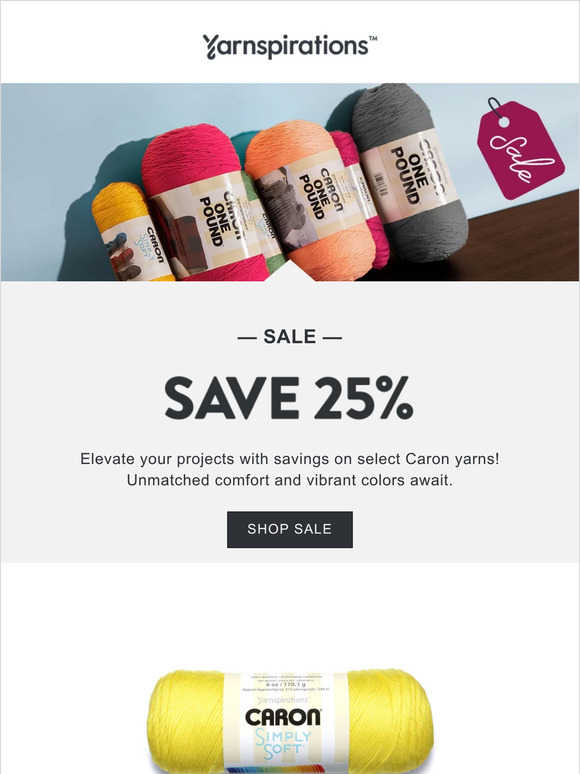 25% off select Caron yarns 👀