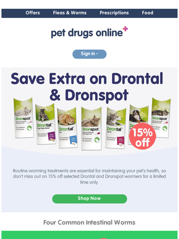 Pet Drugs Online 15 off Drontal & Dronspot Worming made easy Milled