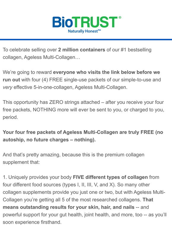 BioTrust: Re: Your FREE Collagen Order (info needed to ship) | Milled