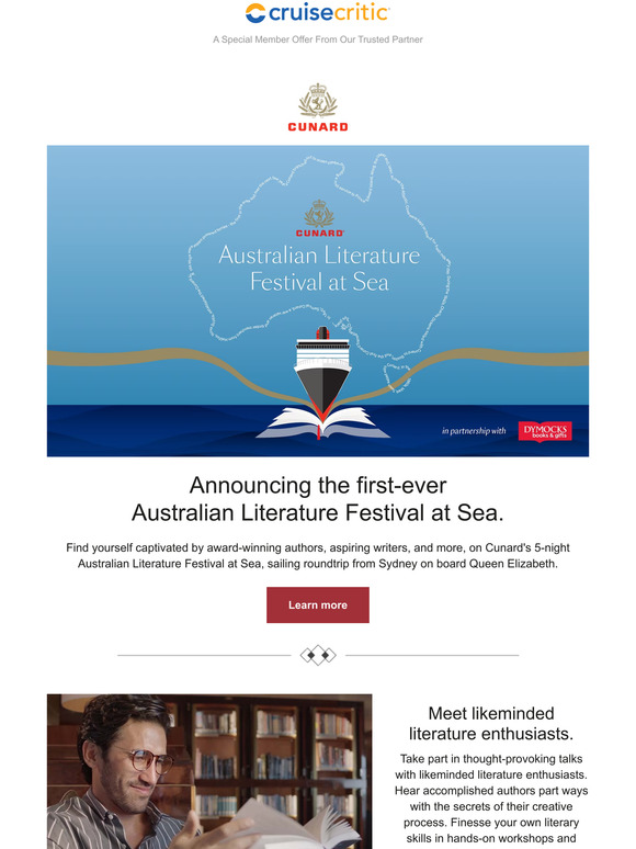 Cruisecritic Announcing Cunard's firstever Australian Literature