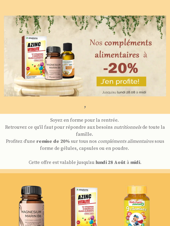 , -20% sur nos compléments alimentaires 🌿💚