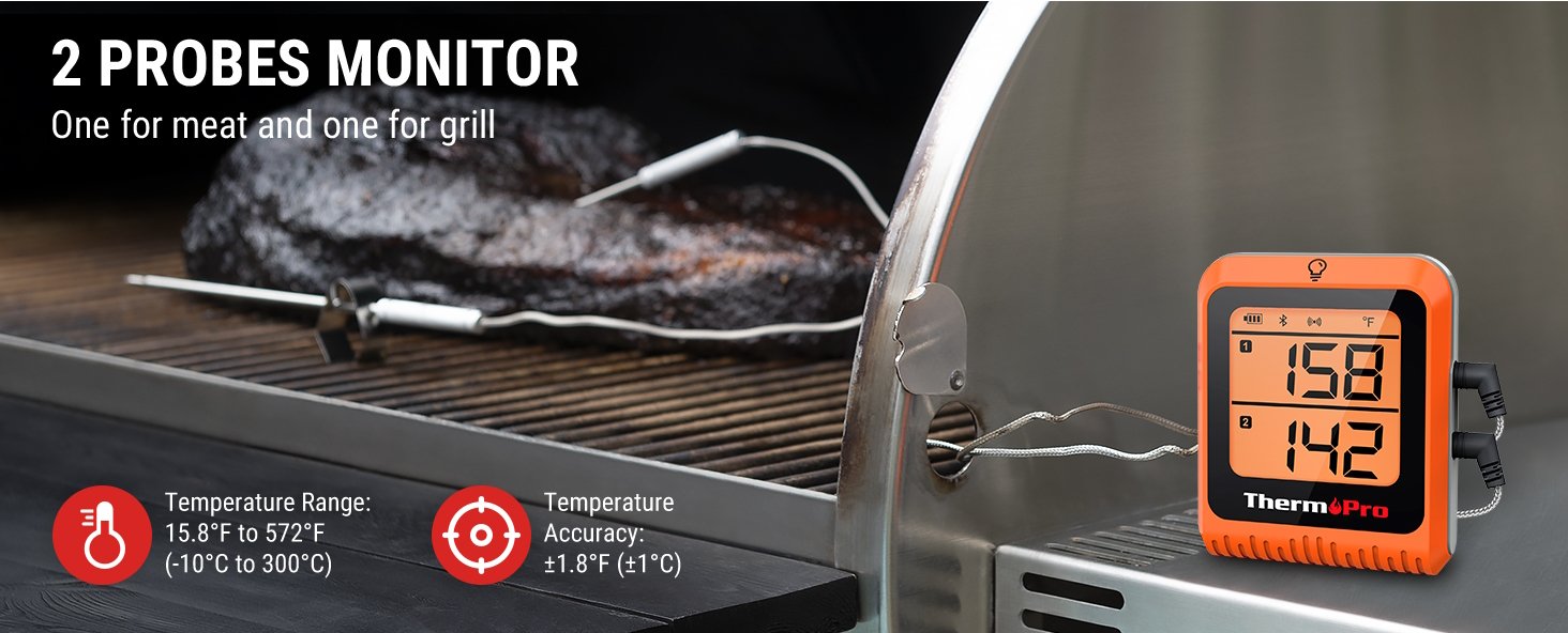 TP710 Digital Thermometer For Oven Smoker Candy Liquid Kitchen Cooking Grilling  Meat BBQ Thermometer and Timer