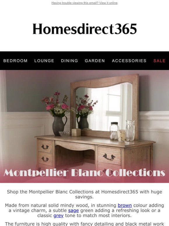 🛏️ SAVE ON THE MONTPELLIER BLANC COLLECTIONS 🪑